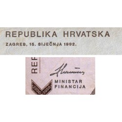 Croatie - Pick 23 - 2'000 dinara - Série B6 - 15/01/1992 - Etat : TB+