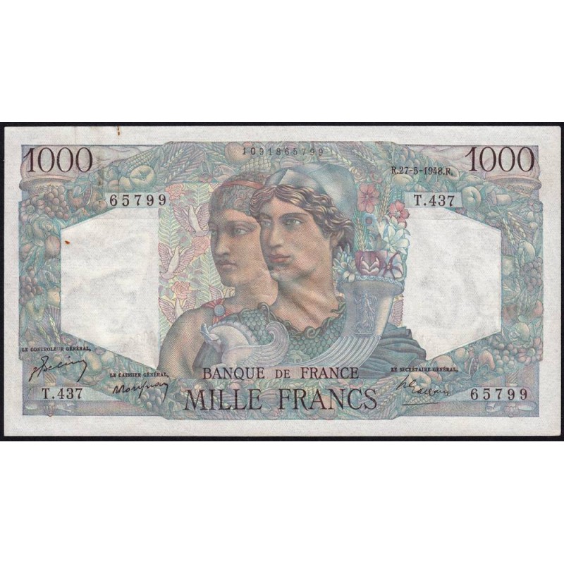 F 41-21 - 27/05/1948 - 1000 francs - Minerve et Hercule - Série T.437 - Etat : TTB+