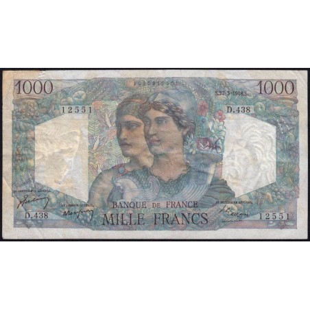 F 41-21 - 27/05/1948 - 1000 francs - Minerve et Hercule - Série D.438 - Etat : B+