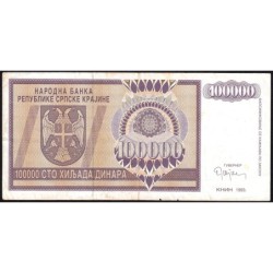 Croatie - Krajina - Pick R9 - 100'000 dinara - Série AA - 1993 - Etat : TTB-