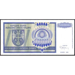 Croatie - Krajina - Pick R12 - 10'000'000 dinara - Série AA - 1993 - Etat : TTB