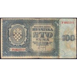 Croatie - Pick 2 - 100 kuna - Série F - 26/05/1941 - Etat : B+