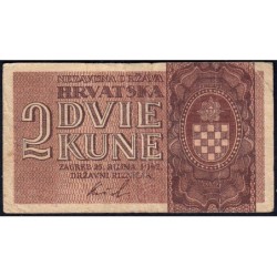 Croatie - Pick 8b - 2 kuna - Série AV - 25/09/1942 - Etat : TB-