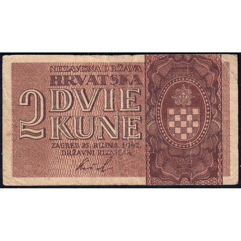 Croatie - Pick 8b - 2 kuna - Série AV - 25/09/1942 - Etat : TB-