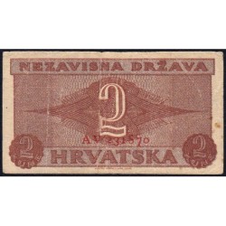 Croatie - Pick 8b - 2 kuna - Série AV - 25/09/1942 - Etat : TB-