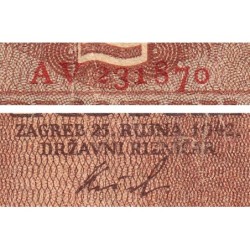 Croatie - Pick 8b - 2 kuna - Série AV - 25/09/1942 - Etat : TB-