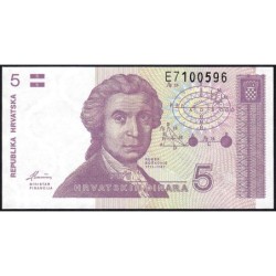 Croatie - Pick 17 - 5 dinara - Série E7 - 08/10/1991 - Etat : NEUF