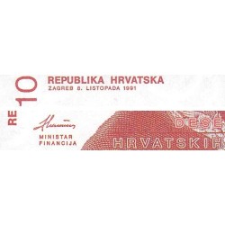 Croatie - Pick 18 - 10 dinara - Série C9 - 08/10/1991 - Etat : NEUF
