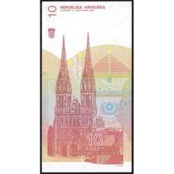 Croatie - Pick 18 - 10 dinara - Série E4 - 08/10/1991 - Etat : NEUF
