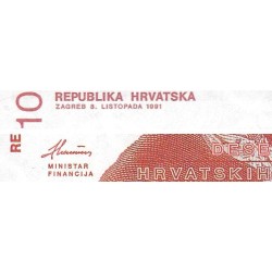 Croatie - Pick 18 - 10 dinara - Série E4 - 08/10/1991 - Etat : NEUF