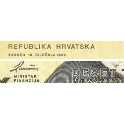 Croatie - Pick 25 - 10'000 dinara - Série A7 - 15/01/1992 - Etat : TB