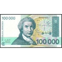 Croatie - Pick 27 - 100'000 dinara - Série B5 - 30/05/1993 - Etat : NEUF