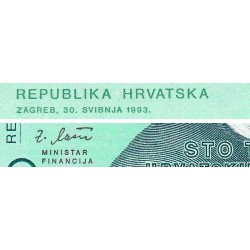 Croatie - Pick 27 - 100'000 dinara - Série B5 - 30/05/1993 - Etat : NEUF