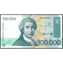 Croatie - Pick 27 - 100'000 dinara - Série B6 - 30/05/1993 - Etat : NEUF