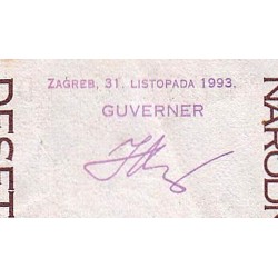 Croatie - Pick 29 - 10 kuna - Série AD - 31/10/1993 - Etat : TB