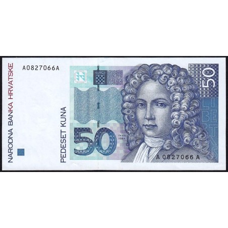 Croatie - Pick 31 - 50 kuna - Série AA - 31/10/1993 - Etat : SUP