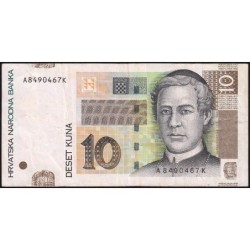Croatie - Pick 38a - 10 kuna - Série AK - 07/03/2001 - Etat : TB+