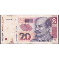 Croatie - Pick 39a - 20 kuna - Série AE - 07/03/2001 - Etat : TB