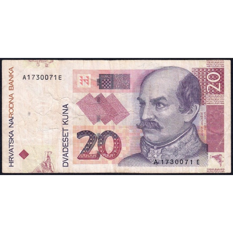 Croatie - Pick 39a - 20 kuna - Série AE - 07/03/2001 - Etat : TB