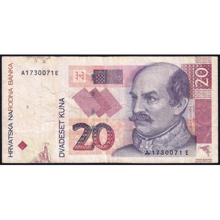 Croatie - Pick 39a - 20 kuna - Série AE - 07/03/2001 - Etat : TB