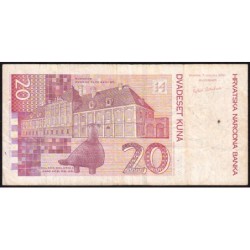 Croatie - Pick 39a - 20 kuna - Série AE - 07/03/2001 - Etat : TB