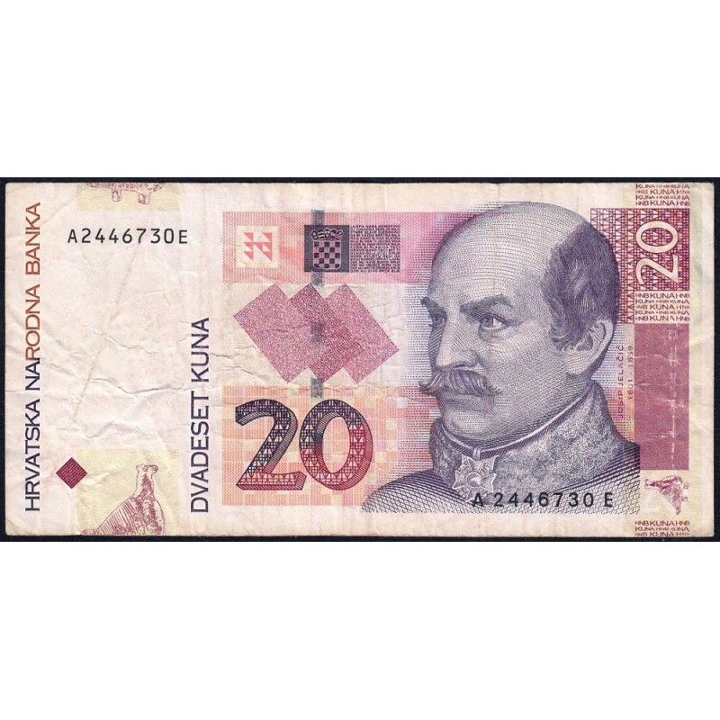 Croatie - Pick 39a - 20 kuna - Série AE - 07/03/2001 - Etat : TB-