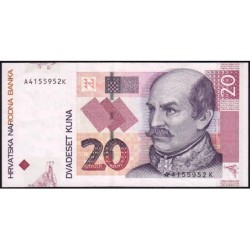 Croatie - Pick 39a - 20 kuna - Série AK - 07/03/2001 - Etat : TTB