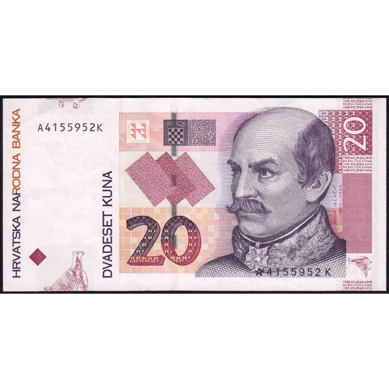 Croatie - Pick 39a - 20 kuna - Série AK - 07/03/2001 - Etat : TTB