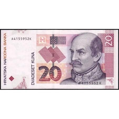 Croatie - Pick 39a - 20 kuna - Série AK - 07/03/2001 - Etat : TTB