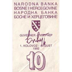 Bosnie-Herzégovine - Pick 21a - 10 dinara - Série AA - 01/08/1992 - Etat : TTB-