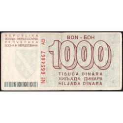 Bosnie-Herzégovine - Pick 26a - 1'000 dinara - Série AD - 01/08/1992 - Etat : TB+