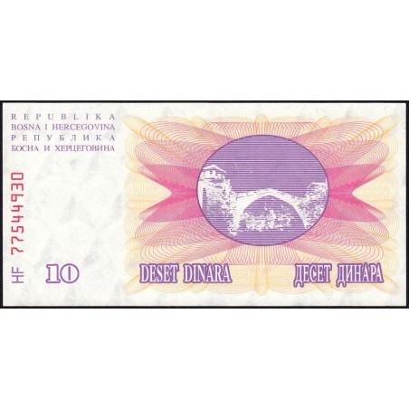 Bosnie-Herzégovine - Pick 10 - 10 dinara - Série HF - 01/07/1992 - Etat : NEUF