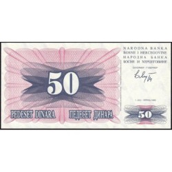 Bosnie-Herzégovine - Pick 12 - 50 dinara - Série AD - 01/07/1992 - Etat : NEUF
