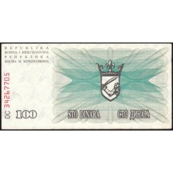 Bosnie-Herzégovine - Pick 13 - 100 dinara - Série DC - 01/07/1992 - Etat : TTB