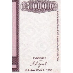 Bosnie-Herzégovine - Pick 145 - 50'000'000 dinara - Série A - 1993 - Etat : NEUF