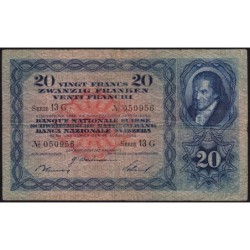 Suisse - Pick 39j_1 - 20 francs - Série 13 C - 26/08/1939 - Etat : TB-