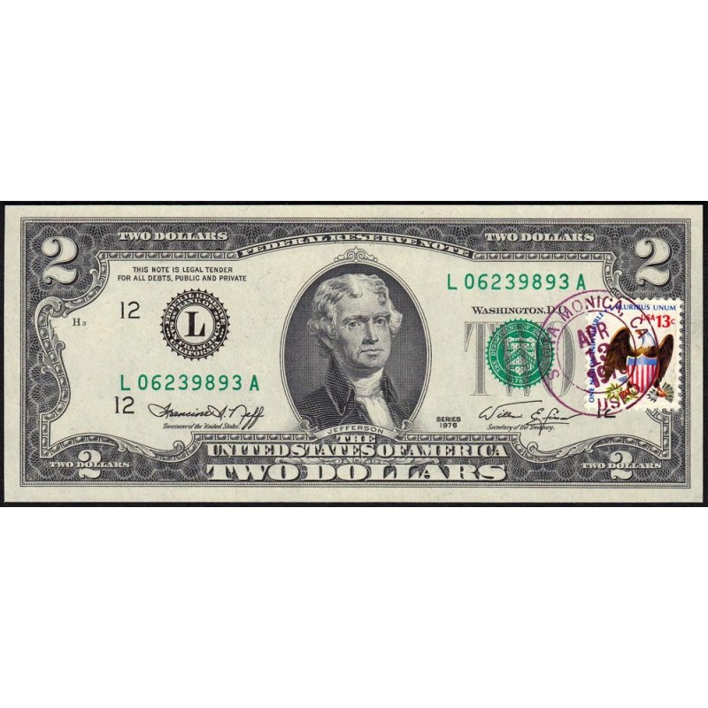 Etats Unis - Pick 461x - 2 dollars - Série L A - 1976 - San Francisco - Commémoratif - Etat : NEUF
