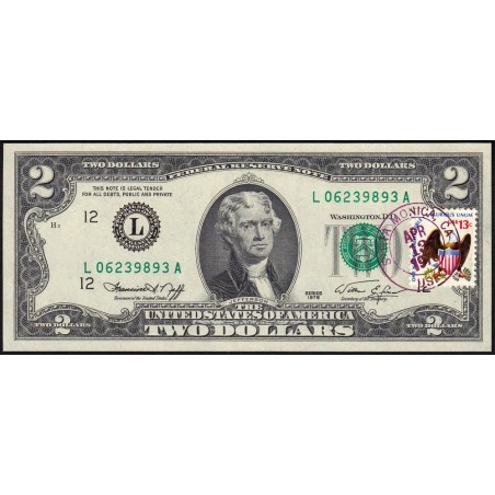Etats Unis - Pick 461x - 2 dollars - Série L A - 1976 - San Francisco - Commémoratif - Etat : NEUF
