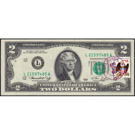 Etats Unis - Pick 461x - 2 dollars - Série L A - 1976 - San Francisco - Commémoratif - Etat : NEUF