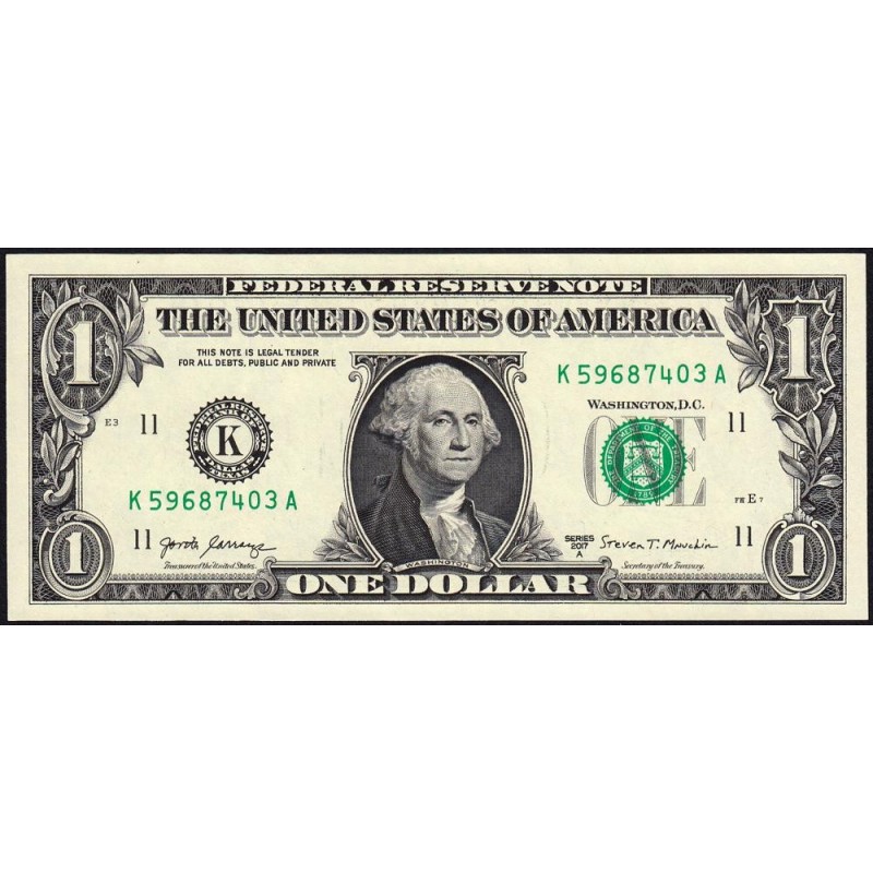 Etats Unis - Pick 544b - 1 dollar - Série K A - 2017 A - Dallas - Etat : NEUF
