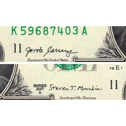 Etats Unis - Pick 544b - 1 dollar - Série K A - 2017 A - Dallas - Etat : NEUF