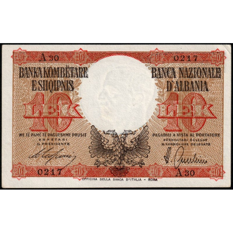 Albanie - Pick 11 - 10 lek - Série A30 - 1940 - Etat : SUP à SUP+