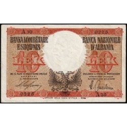 Albanie - Pick 11 - 10 lek - Série A30 - 1940 - Etat : TTB+ à SUP