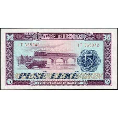 Albanie - Pick 42a - 5 lekë - Série IT - 1976 - Etat : NEUF