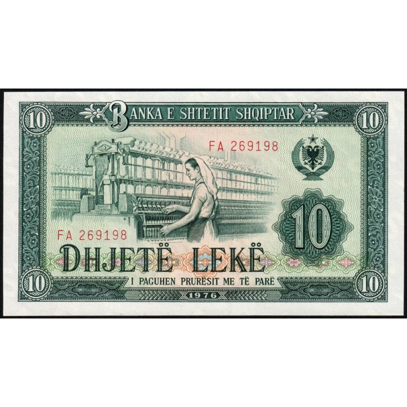 Albanie - Pick 43a - 10 lekë - Série FA - 1976 - Etat : NEUF