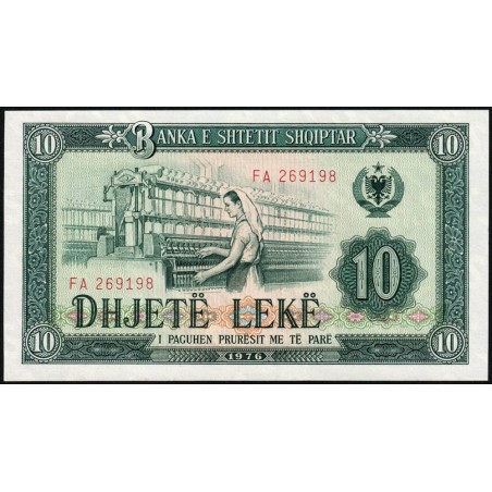 Albanie - Pick 43a - 10 lekë - Série FA - 1976 - Etat : NEUF