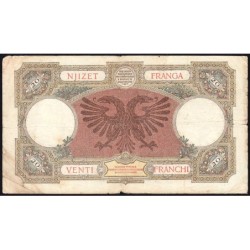 Albanie - Pick 7 - 20 franga - Série O22 - 1939 - Etat : TB