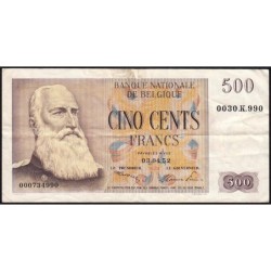Belgique - Pick 130a_1 - 500 francs - Série 0030.K - 03/04/1952 - Etat : TTB-
