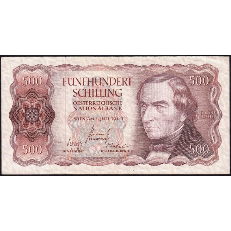Autriche - Pick 139 - 500 schilling - Série G B- 01/07/1965 - Etat : TTB-