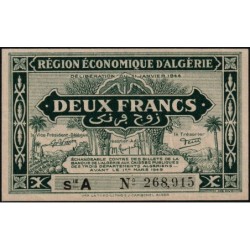 Algérie - Pick 99a - 2 francs - Série A - 31/01/1944 - Etat : SPL